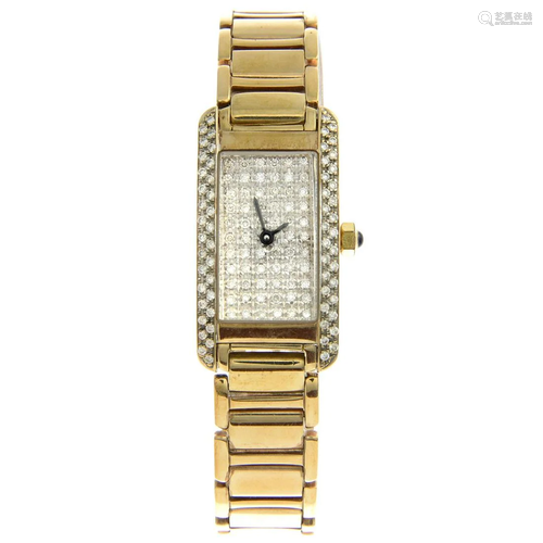 A 9ct gold diamond cocktail watch.Total diamond …