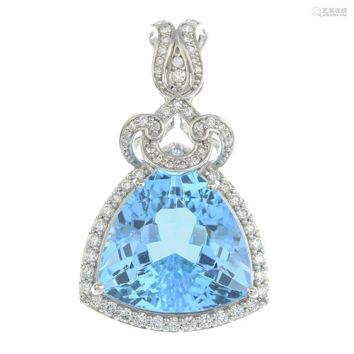 A blue topaz and brilliant cut diamond pendant…