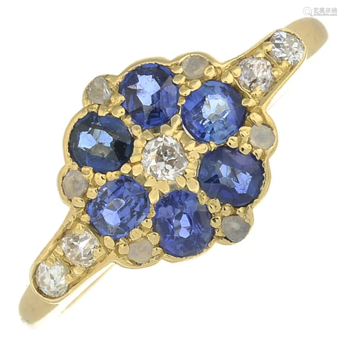 An early 20th century 18ct gold sapphire and vari-cut