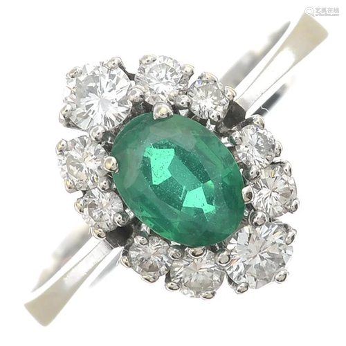 A soude emerald and brilliant-cut diamond dress