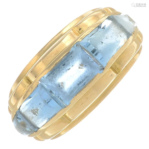 An aquamarine dress ring, by Tiffany & Co.Signed