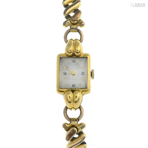 A mid 20th century 18ct gold expandable wrist watch.