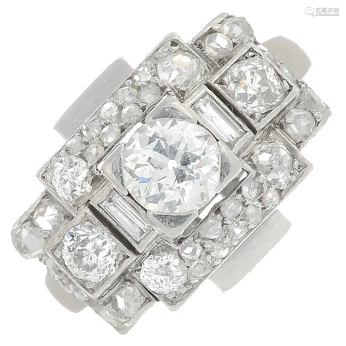 An early 20th century vari-cut diamond ring.Estimated