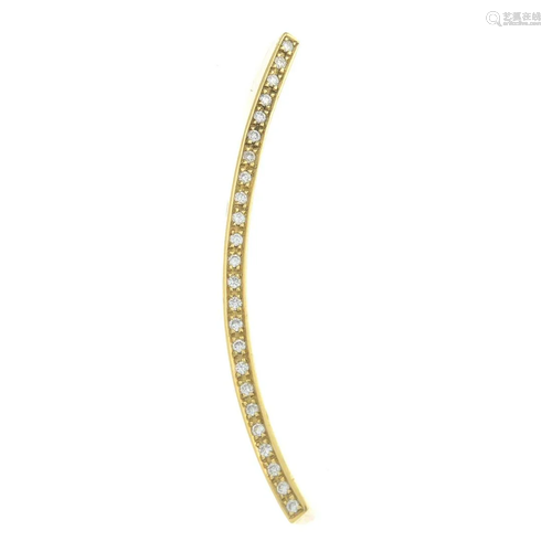 An 18ct gold brilliant-cut diamond curved pendant.