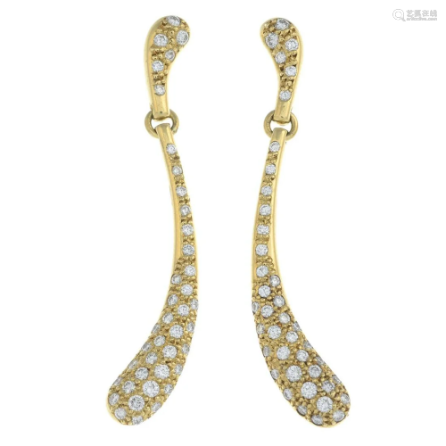 A pair of diamond earrings, by Elsa Peretti, for