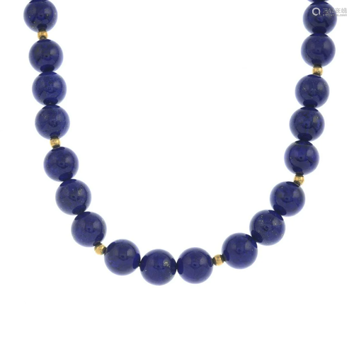 A lapis lazuli necklace, with spherical spacers and