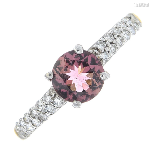 An 18ct gold pink tourmaline and brilliant-cut di…