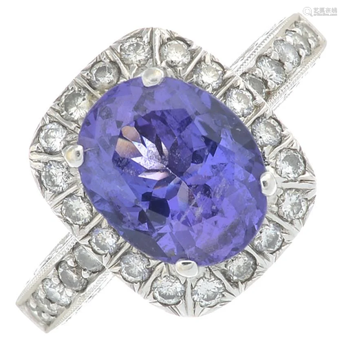 A tanzanite and brilliant-cut diamond cluster