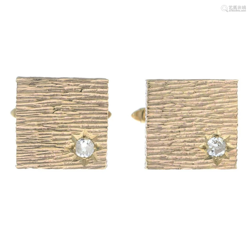 A pair of 9ct gold brilliant-cut diamond accent