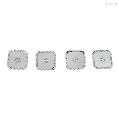 Four mid 20th century brilliant-cut diamond and