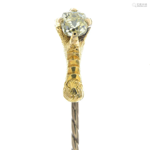 A late 19th century stickpin, set with an old-cut