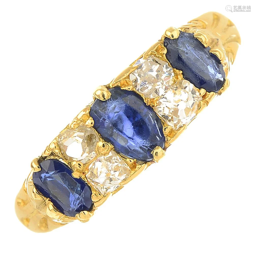 An early 20th century 18ct gold sapphire and diam…