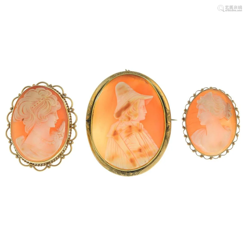 A selection of shell cameo jewellery.To include six