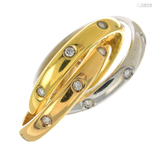 An 18ct gold diamond interlocking band ring.Estimated
