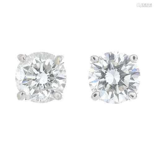 A pair of 18ct gold brilliant-cut diamond stud