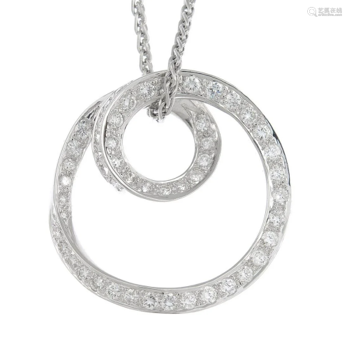 A brilliant-cut diamond necklace, suspended from an