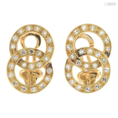 A pair of single-cut diamond earrings.Estimated t…