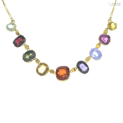 An early 20th century gem-set necklace.Gems to in…