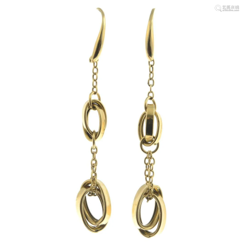 A pair of earrings.Stamped 750.Length …
