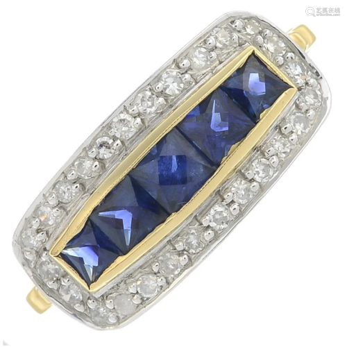 A single-cut diamond and sapphire dress ring.Estim…