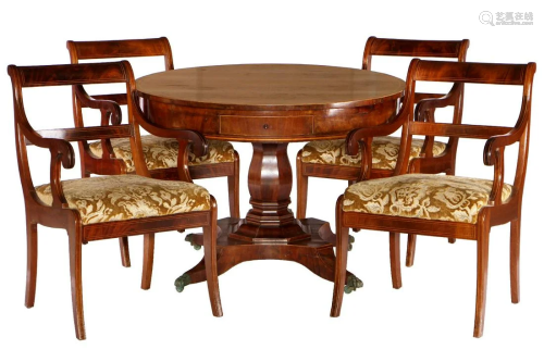 Table with 4 armchairs, Empire-Style
