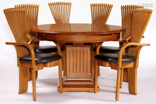 Round Extension Table with 6 Chairs