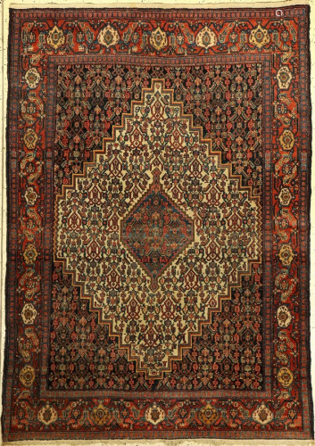 Feiner Senneh old rug, Persia, around 1930, wool on