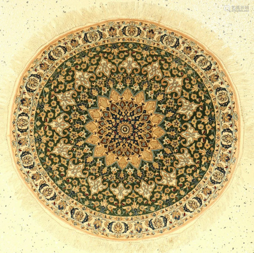 Fine green Nain rug old (6LA), Persia, approx. 40 …