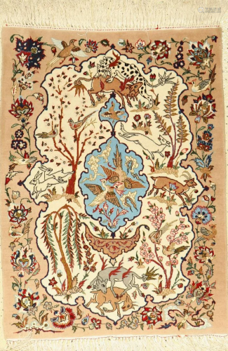 Esfahan Rug, Persia, approx. 40 years, wool on silk