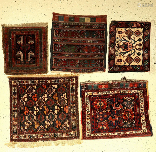 (5 lots), Persia, around 1900 to 1940, wool on wool