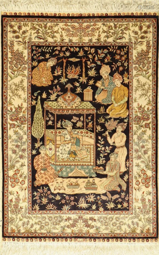 Fine silk Hereke rug, China, approx. 30 years, pure