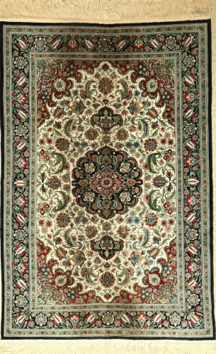 China silk rug, approx. 40 years, silk on cotton