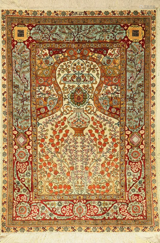 Hereke silk fine Rug, China, approx. 40 years, pure