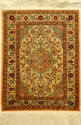Hereke silk rug sign., Turkey, around 1960, pure