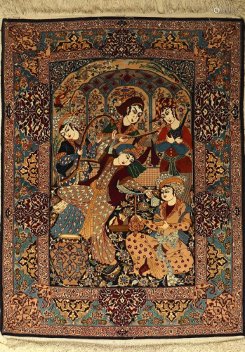 Esfahan fine Rug, Persia, approx. 40 years, wo…