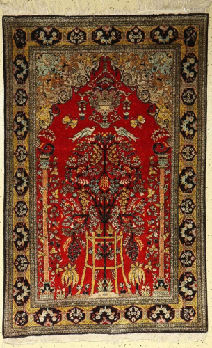 Silk Qum old Rug, Persia, approx. 40 years, pure