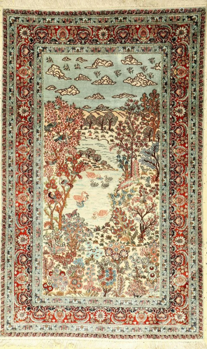 China silk Rug, approx. 40 years, pure natural silk