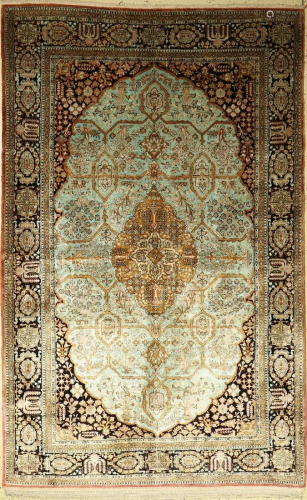 Silk Qum old rug, Persia, approx. 60 years, pure