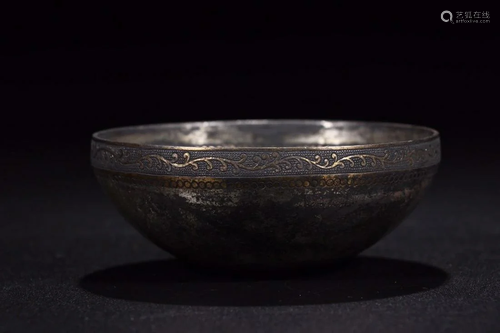 CHINESE GILT SILVER LOTUS BOWL