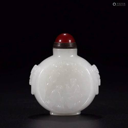 CHINESE WHITE JADE SNUFF BOTTLE