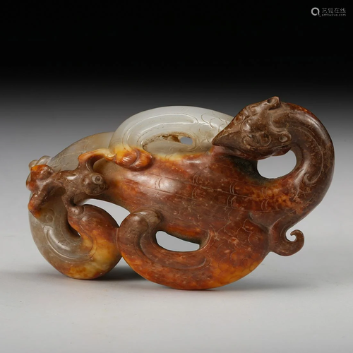 CHINESE ARCHAISTIC JADE BIRD