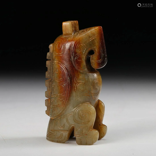 CHINESE ARCHAISTIC JADE BIRD