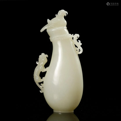 CHINESE WHITE JADE CHILONG VASE