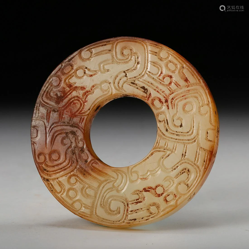 CHINESE ARCHAISTIC JADE BI DISK