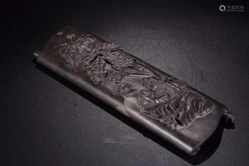 CHINESE ZITAN WOOD CARVED WRIST REST