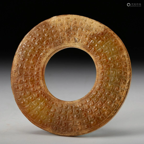 CHINESE ARCHAISTIC JADE BI DISK