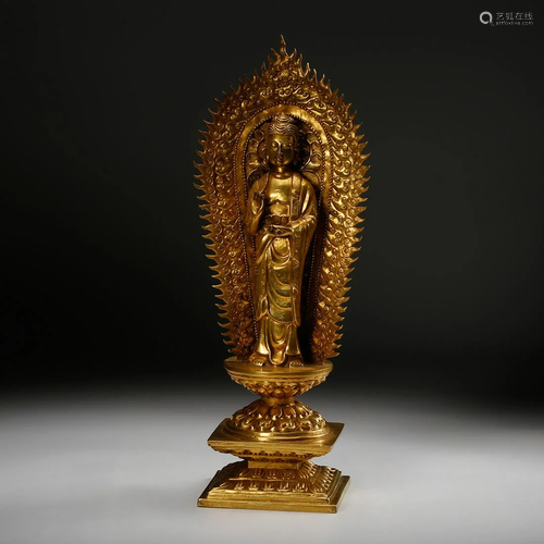 CHINESE GILT BRONZE FIGURE OF GUANYIN