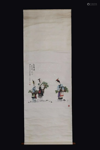 CHINESE INK AND COLOR SCROLL PAINTING