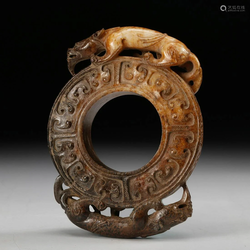 CHINESE ARCHAISTIC JADE BI DISK