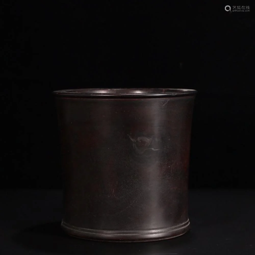 CHINESE ZITAN WOOD BRUSH POT